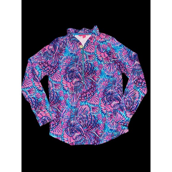 Lilly‎ Pulitzer Skipper UPF 50+ Ruffle Popover Turquoise Oasis Shelleidoscope M - Picture 4 of 12